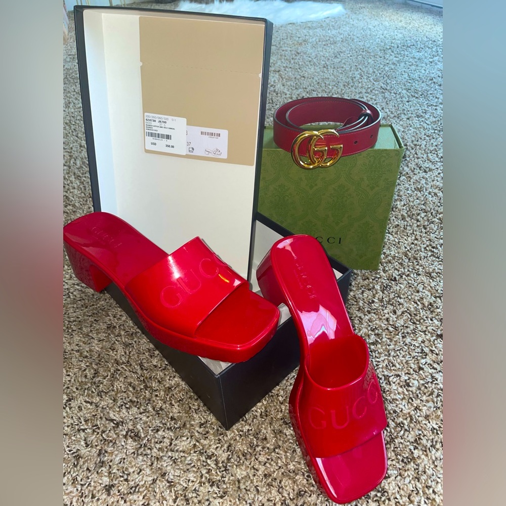Gucci Rubber Mules size 37 (Us 7) Red - Picture 3 of 3